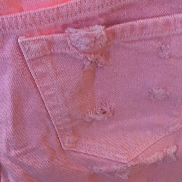 Pink Distressed Jean Shorts - Picture 7 of 8